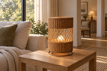 Cannella Table Lamp, front-right three-quarter lifestyle view