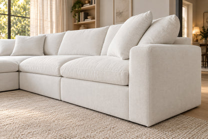 Cloud Sofa, low near-side-profile lifestyle view