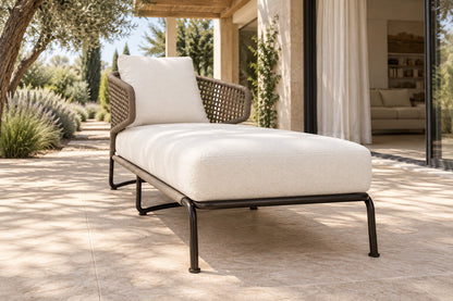 Ischia Chaise Sectional, low near-side-profile lifestyle view