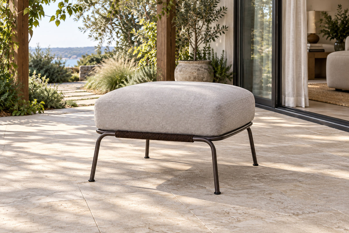 Ischia Ottoman, front-right three-quarter lifestyle view