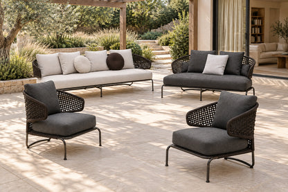 Ischia Outdoor Sofa Set, front-right three-quarter lifestyle view