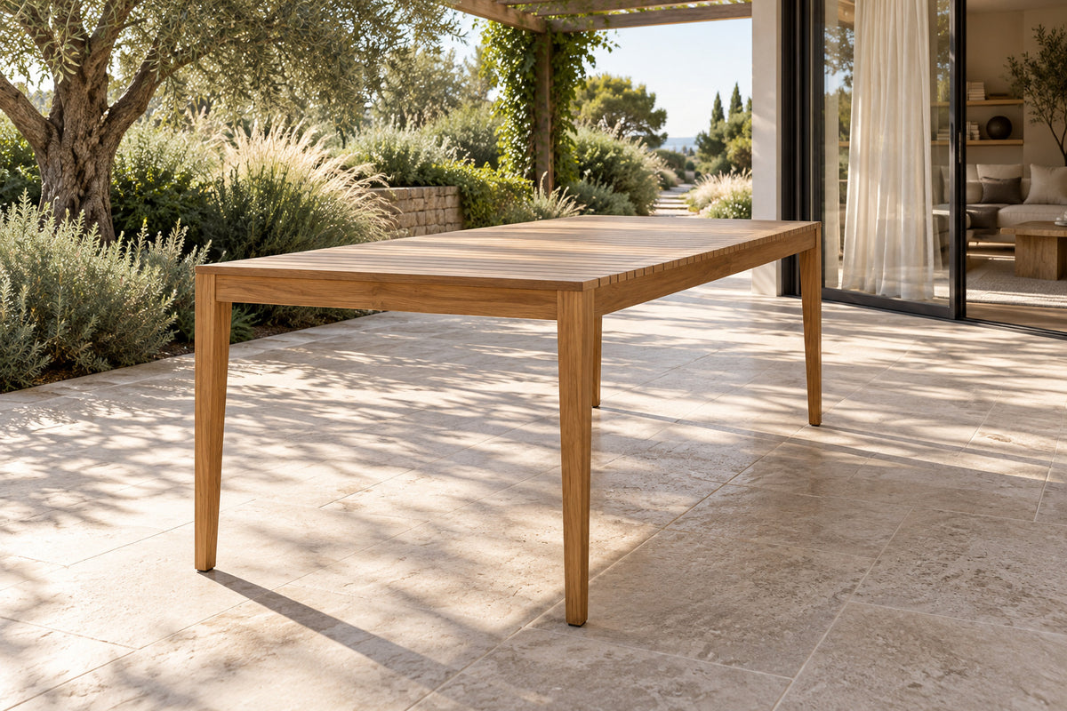 Lecce Dining Table, 200 cm, low near-side-profile lifestyle view