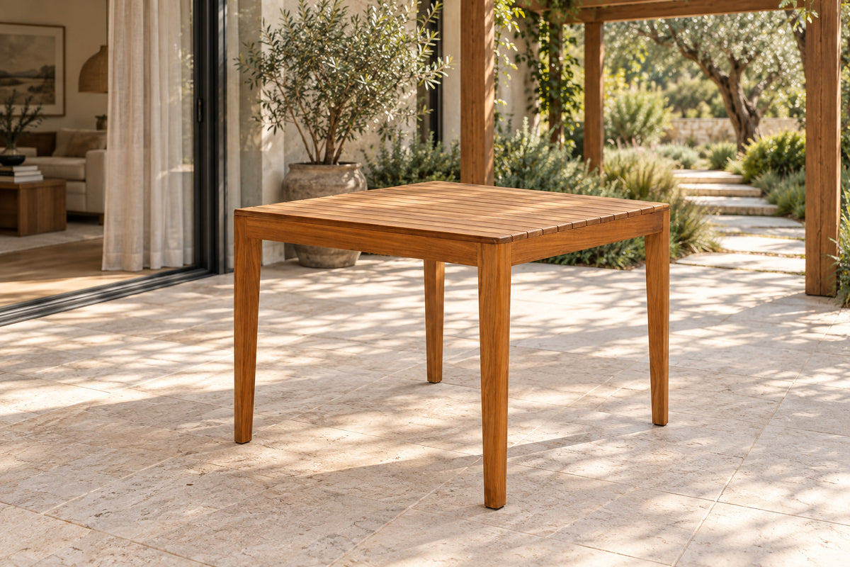Lecce Dining Table, Square, front-right three-quarter lifestyle view