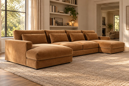 Lugano Sofa, low near-side-profile lifestyle view