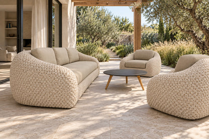 Marisol Outdoor Sofa Set, low near-side-profile lifestyle view