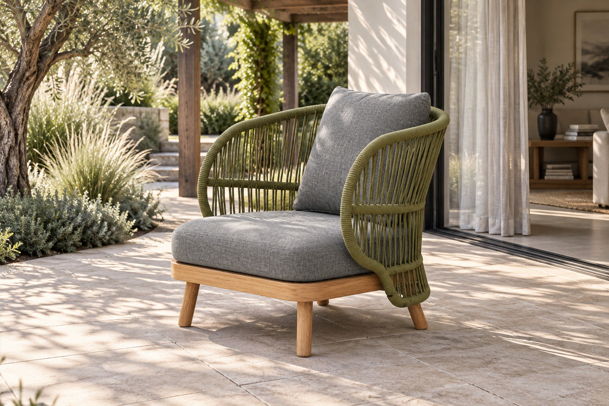 Menorca Lounge Chair, front-right three-quarter lifestyle view