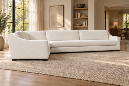 Modena Slope Arm Left-Arm Bench-Seat L-Sectional, low near-side-profile lifestyle view