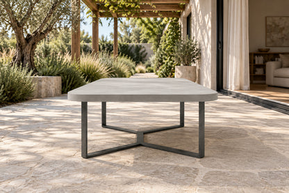 Mykonos Coffee Table, low near-side-profile lifestyle view