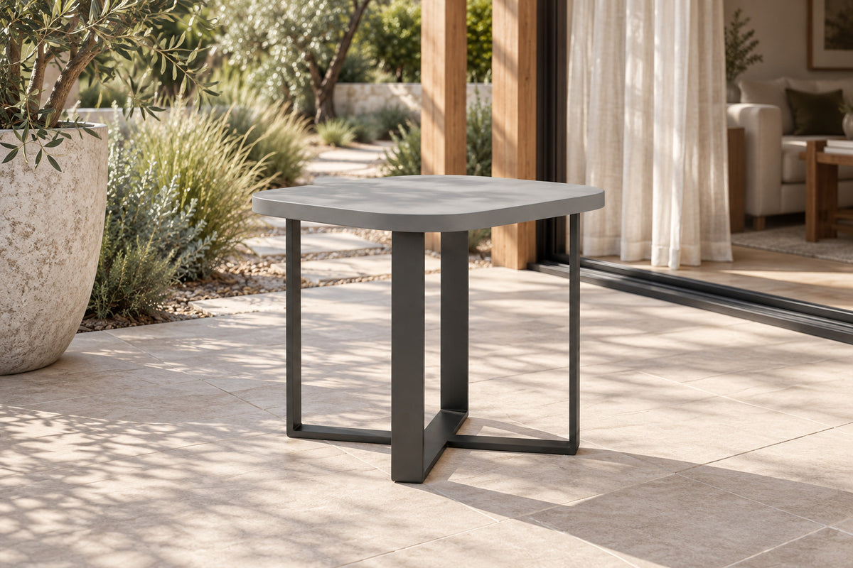 Mykonos Side Table, front-right three-quarter lifestyle view