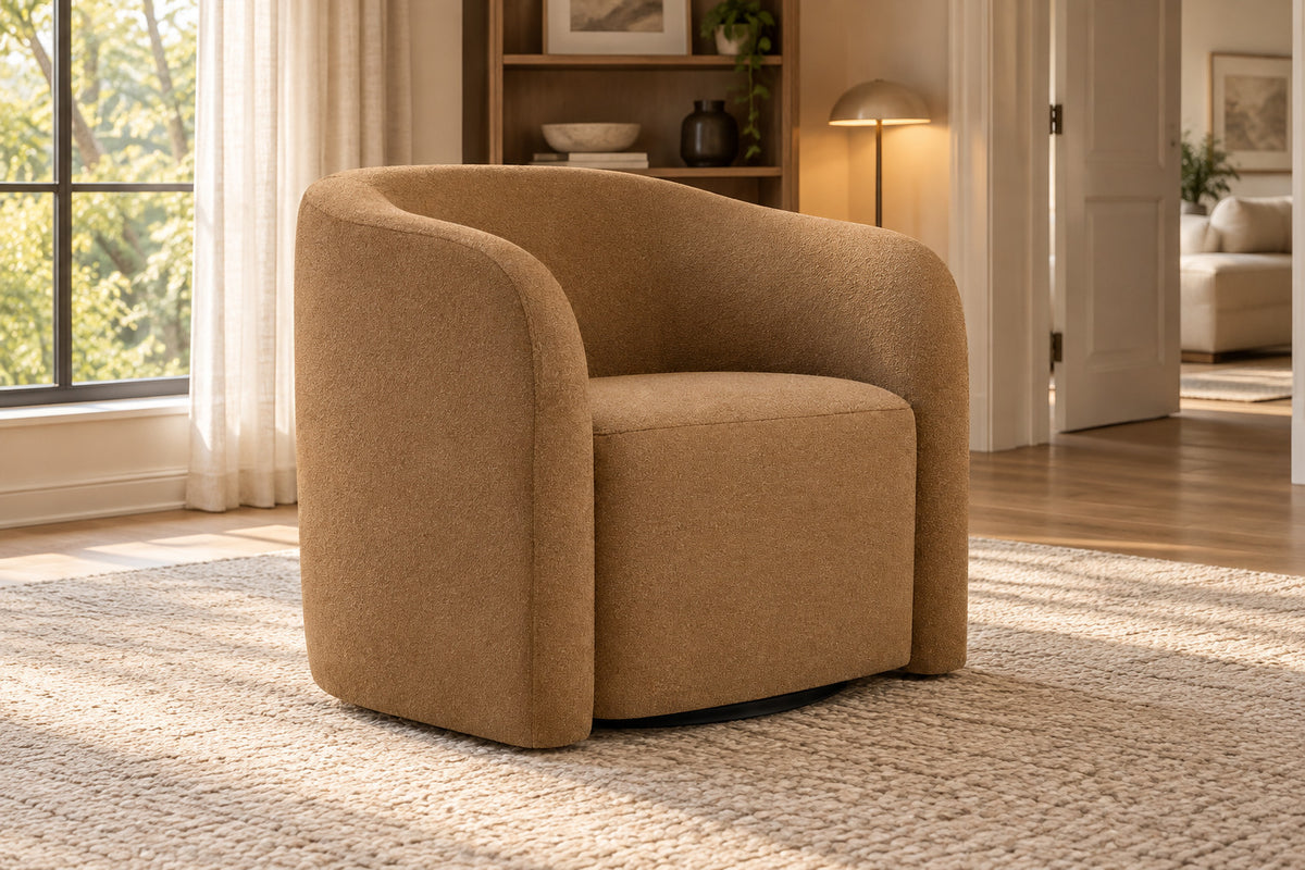 Ondé Swivel Chair, front-right three-quarter lifestyle view