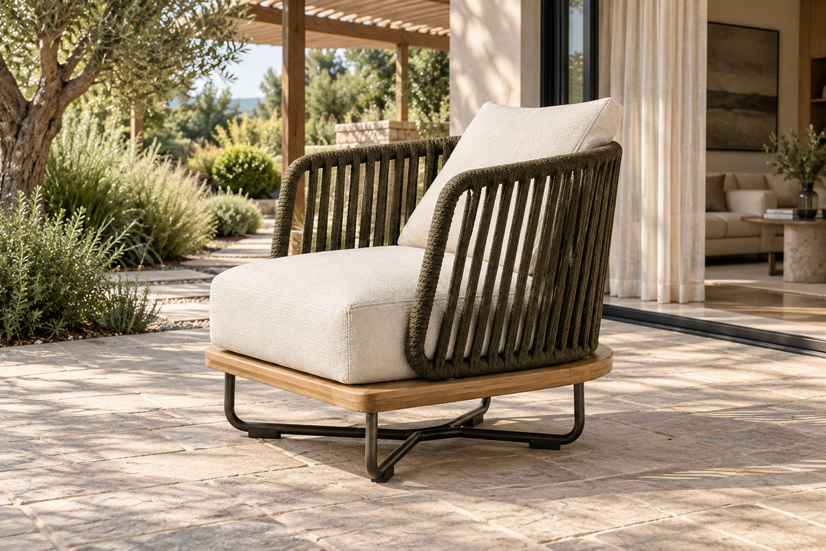 Portofino Lounge Chair, front-right three-quarter lifestyle view