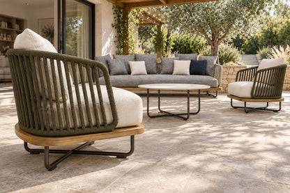 Portofino Outdoor Sofa Set, low near-side-profile lifestyle view