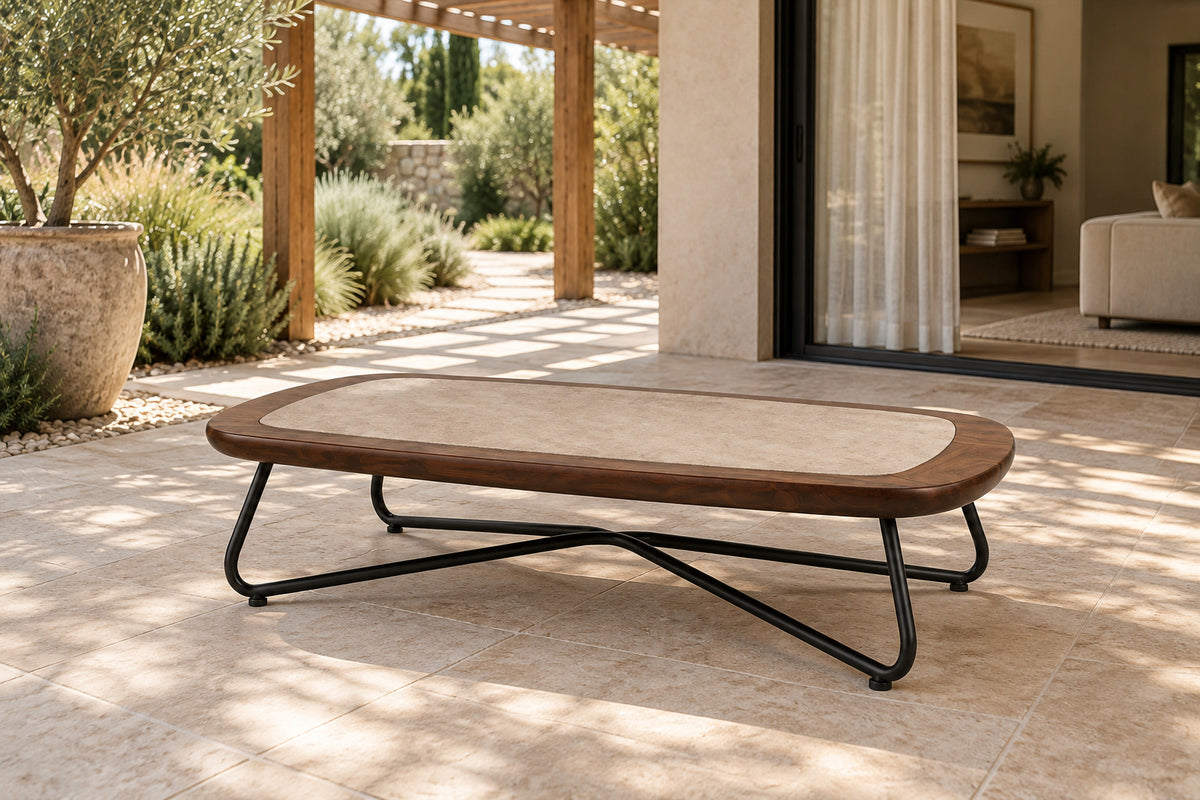 Positano Coffee Table, front-right three-quarter lifestyle view