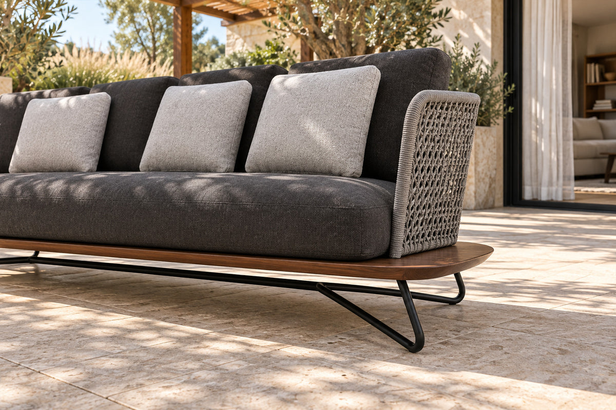 Positano Sofa, low near-side-profile lifestyle view