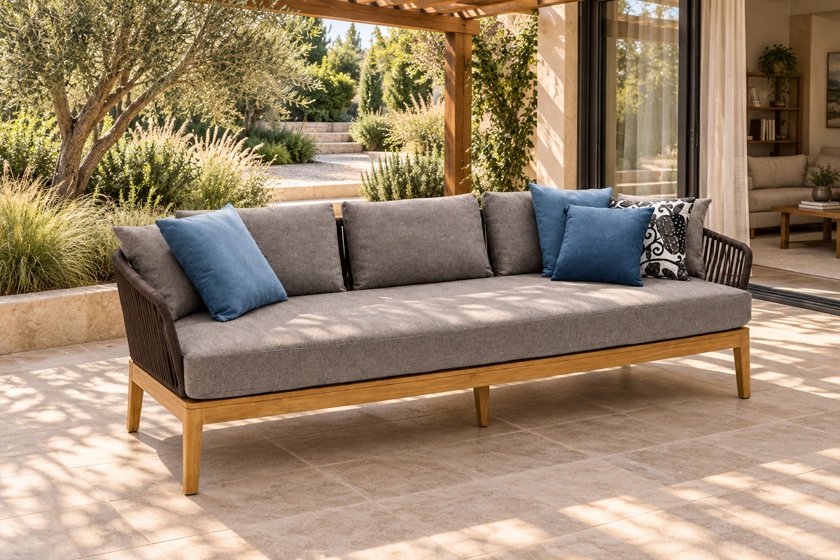 Puglia Sofa, elevated front-left diagonal lifestyle view