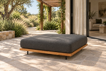 Ravello Ottoman, front-right three-quarter lifestyle view