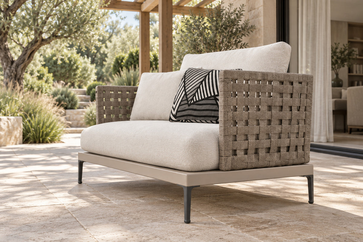 Salina Lounge Chair, low near-side-profile lifestyle view