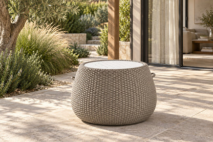 Santorini Side Table, front-right three-quarter lifestyle view
