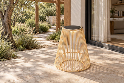 Solano Solar Lantern, Cone, front-right three-quarter lifestyle view