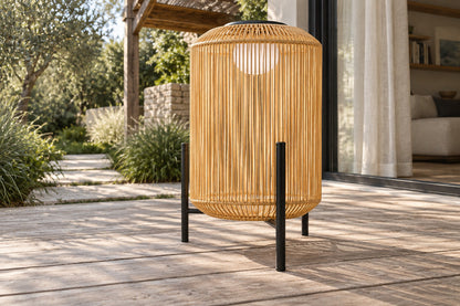 Solano Solar Lantern, Drum, low near-side-profile lifestyle view