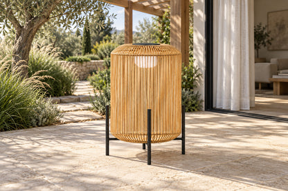 Solano Solar Lantern, Drum, front-right three-quarter lifestyle view