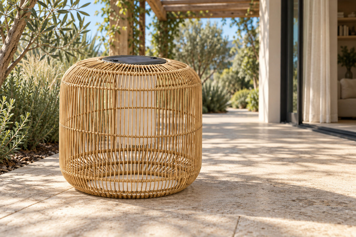 Solano Solar Lantern, Low, low near-side-profile lifestyle view