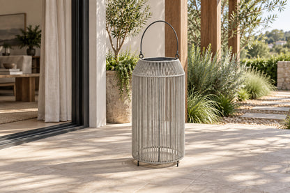 Solano Solar Lantern, Tall, front-right three-quarter lifestyle view