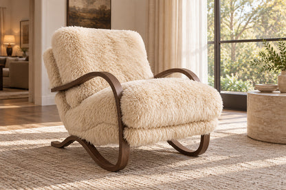 Wilder Sheepskin Chair, front-right three-quarter lifestyle view