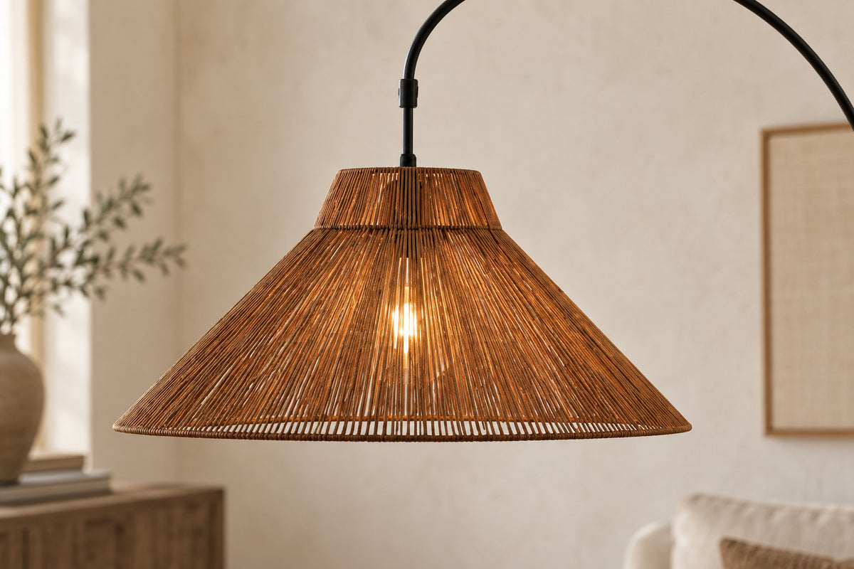 Cannella Arc Floor Lamp in Paper Rope, shade profile detail