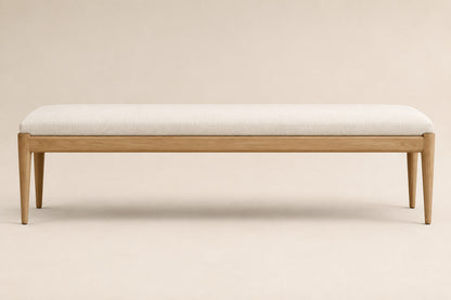 French Contemporary Fabric End-of-Bed Bench — front elevation, studio
