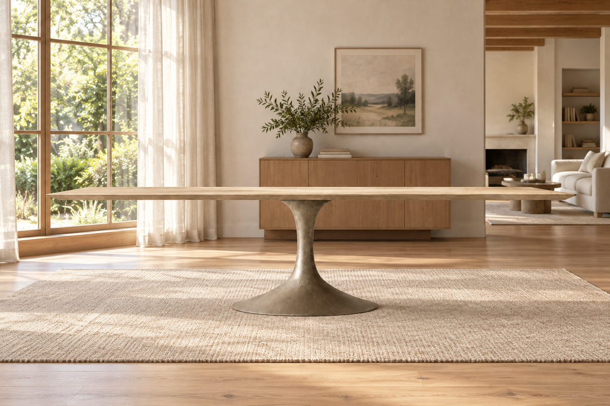 Lifestyle view: Aero Rectangular Dining Table in a sunlit dining room