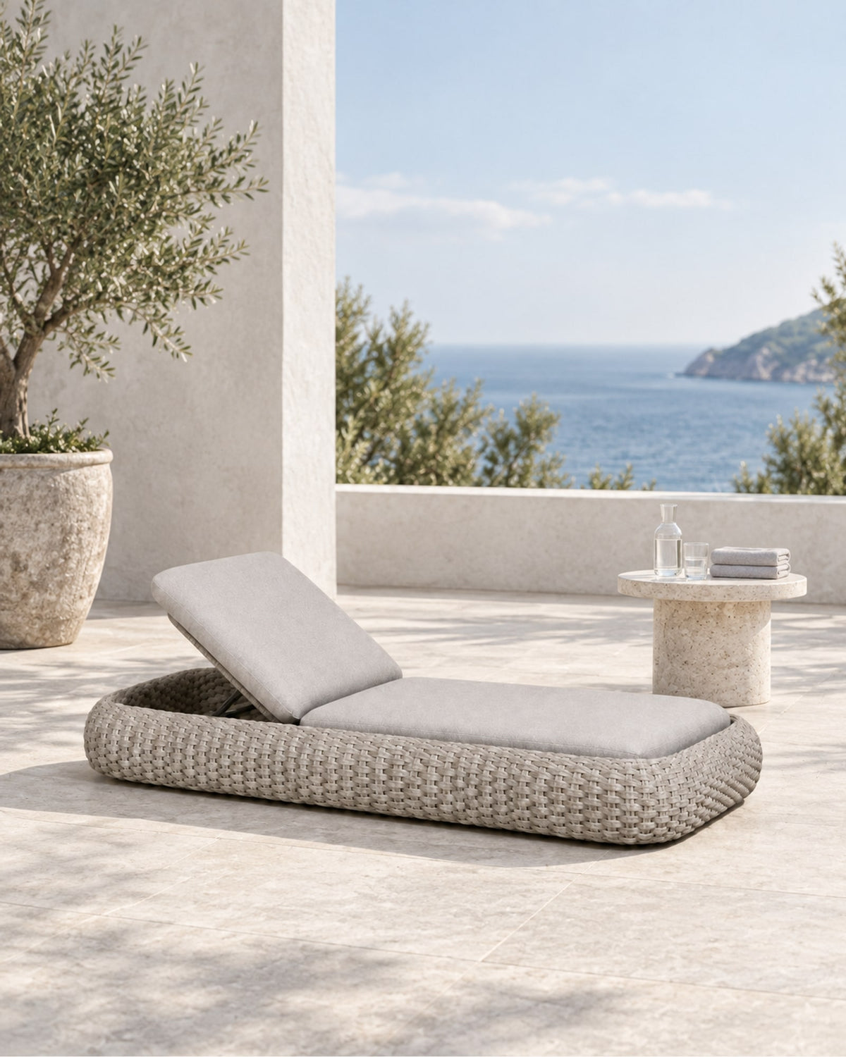 Sabbia Sun Lounger in a styled setting