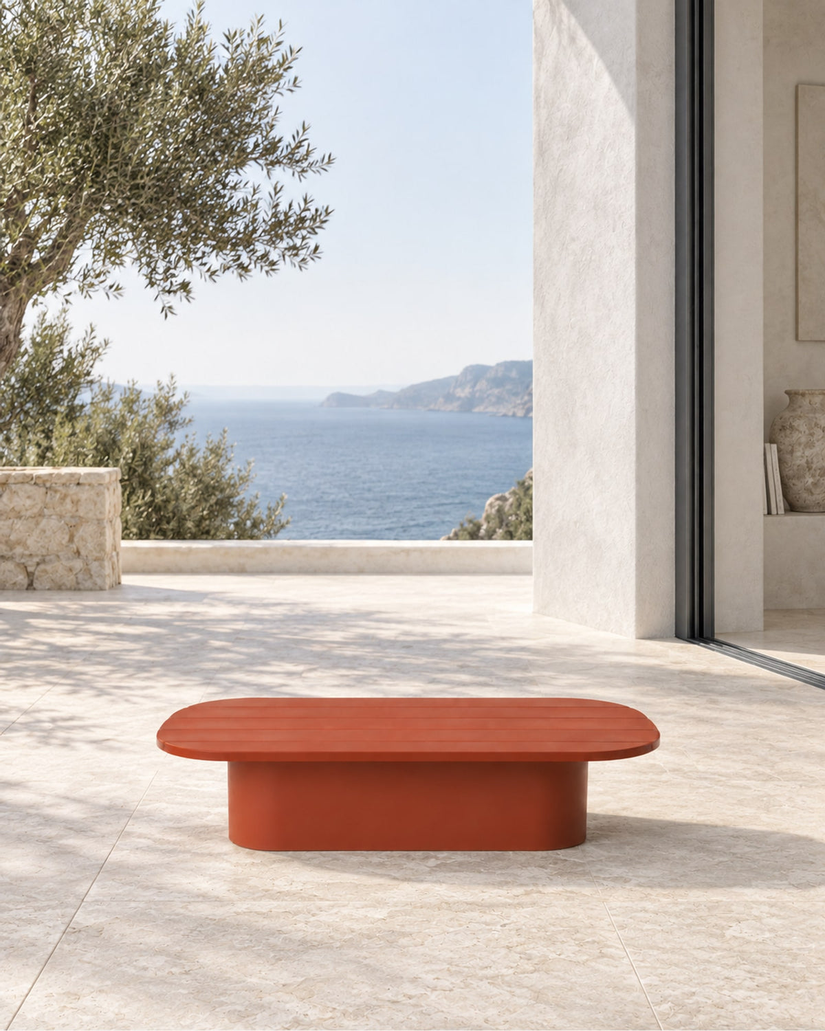 Aria Coffee Table in Aluminium in a styled setting