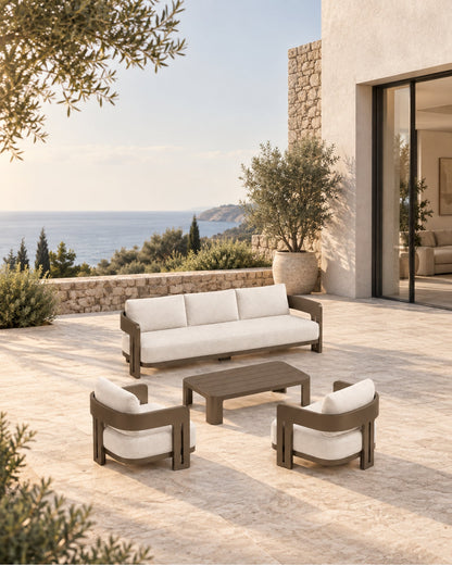 Serein Outdoor Sofa Set in Aluminium in a styled setting