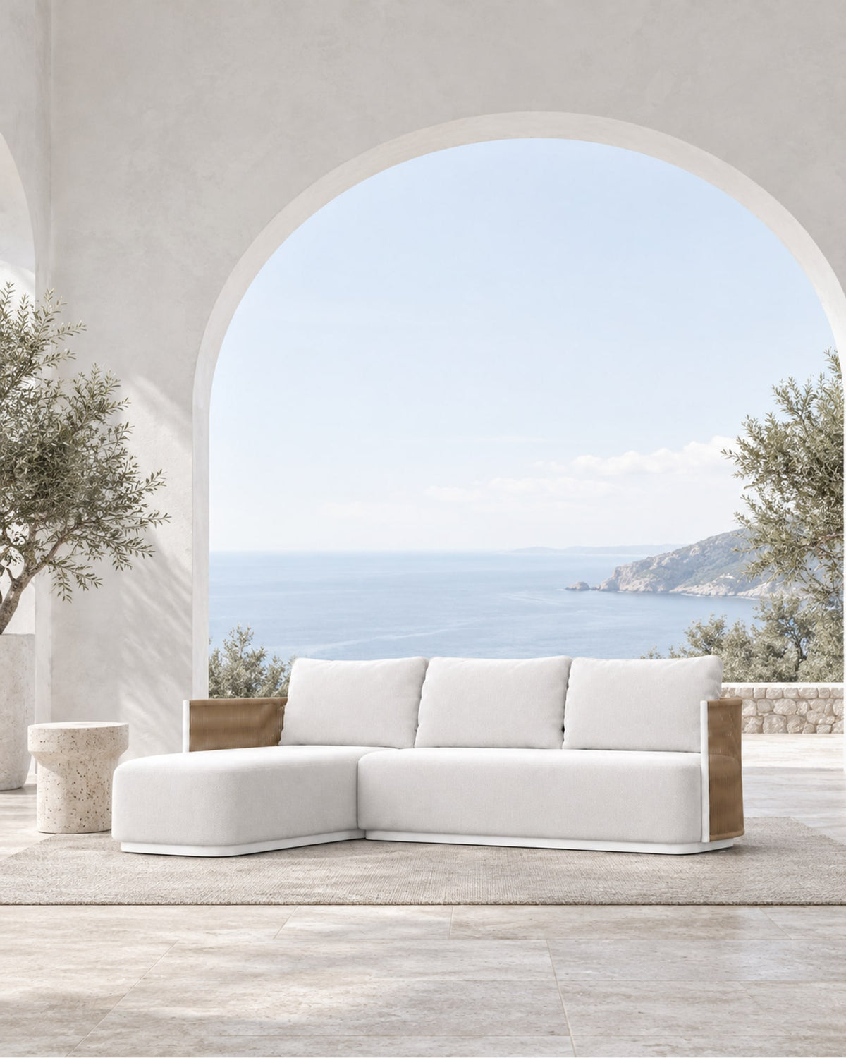 Ripple Chaise Sectional in Aluminium in a styled setting