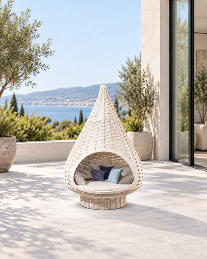 Nido Hanging Nest, Floor-Standing in a styled setting