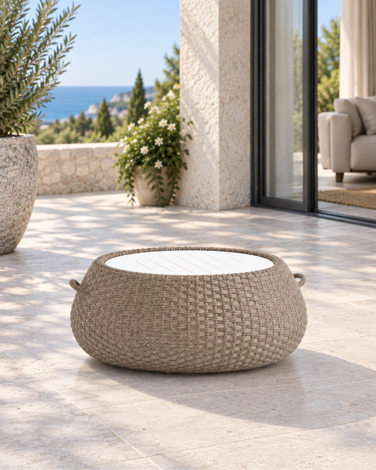 Santorini Coffee Table, Low in a styled setting