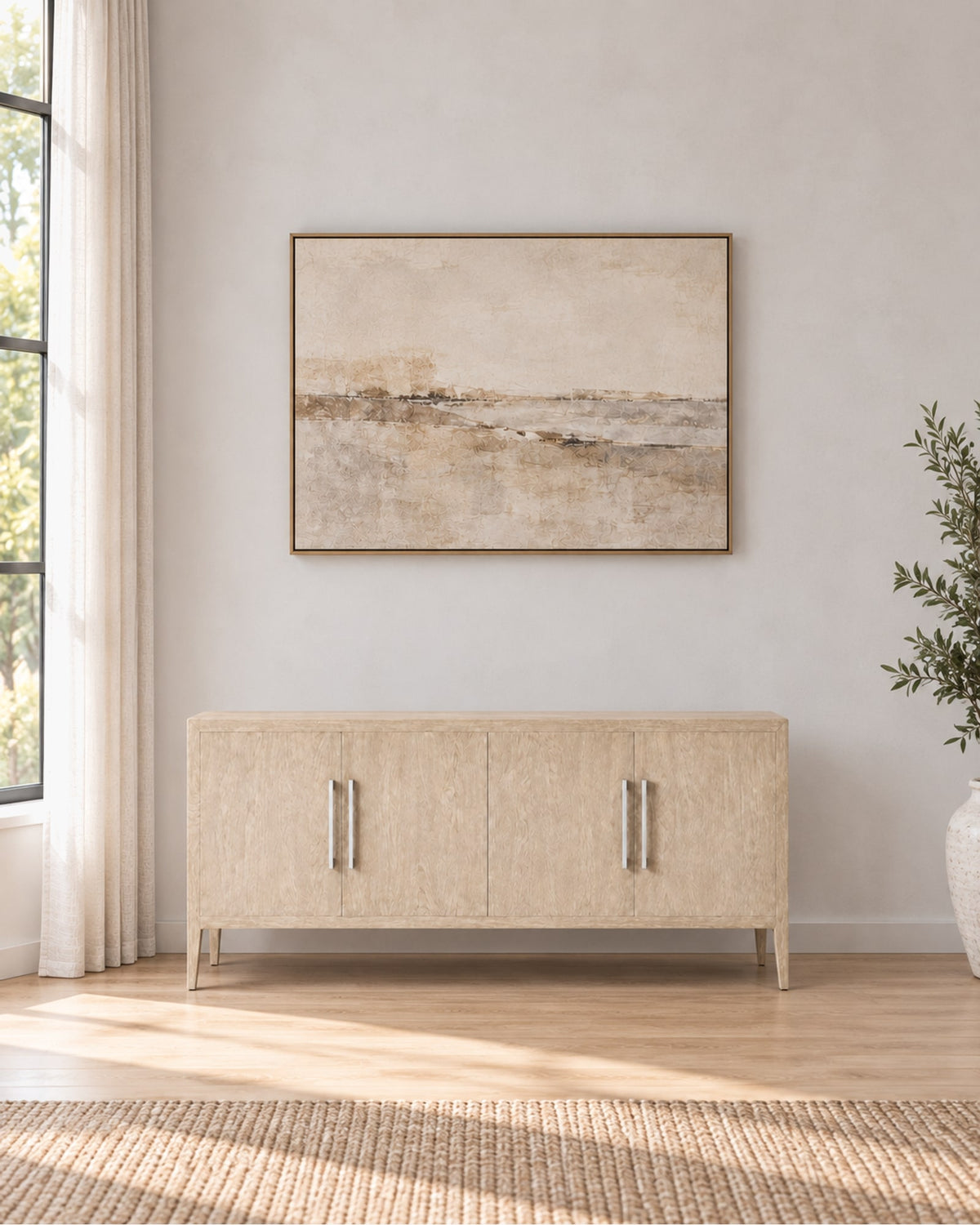 French Contemporary 4-Door Sideboard in a styled setting