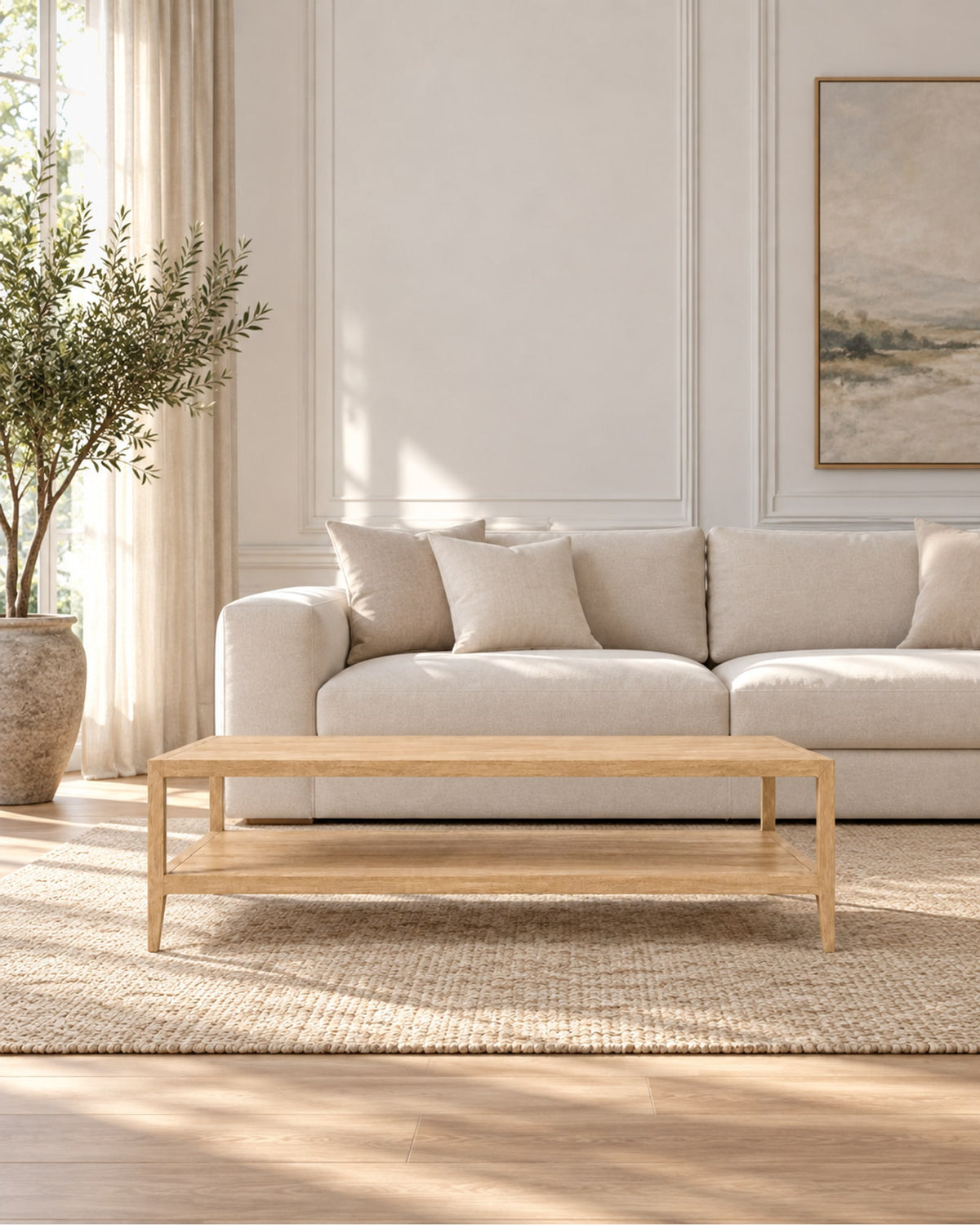 French Contemporary Coffee Table in a styled setting