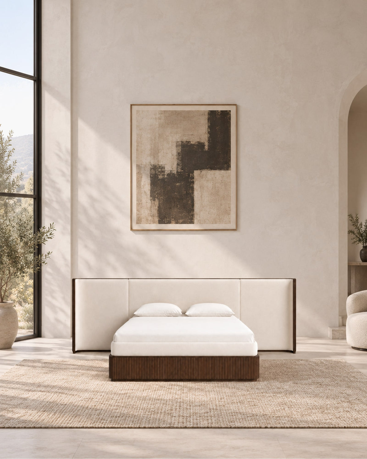 Byron Extended Fabric Shelter Bed in a styled setting