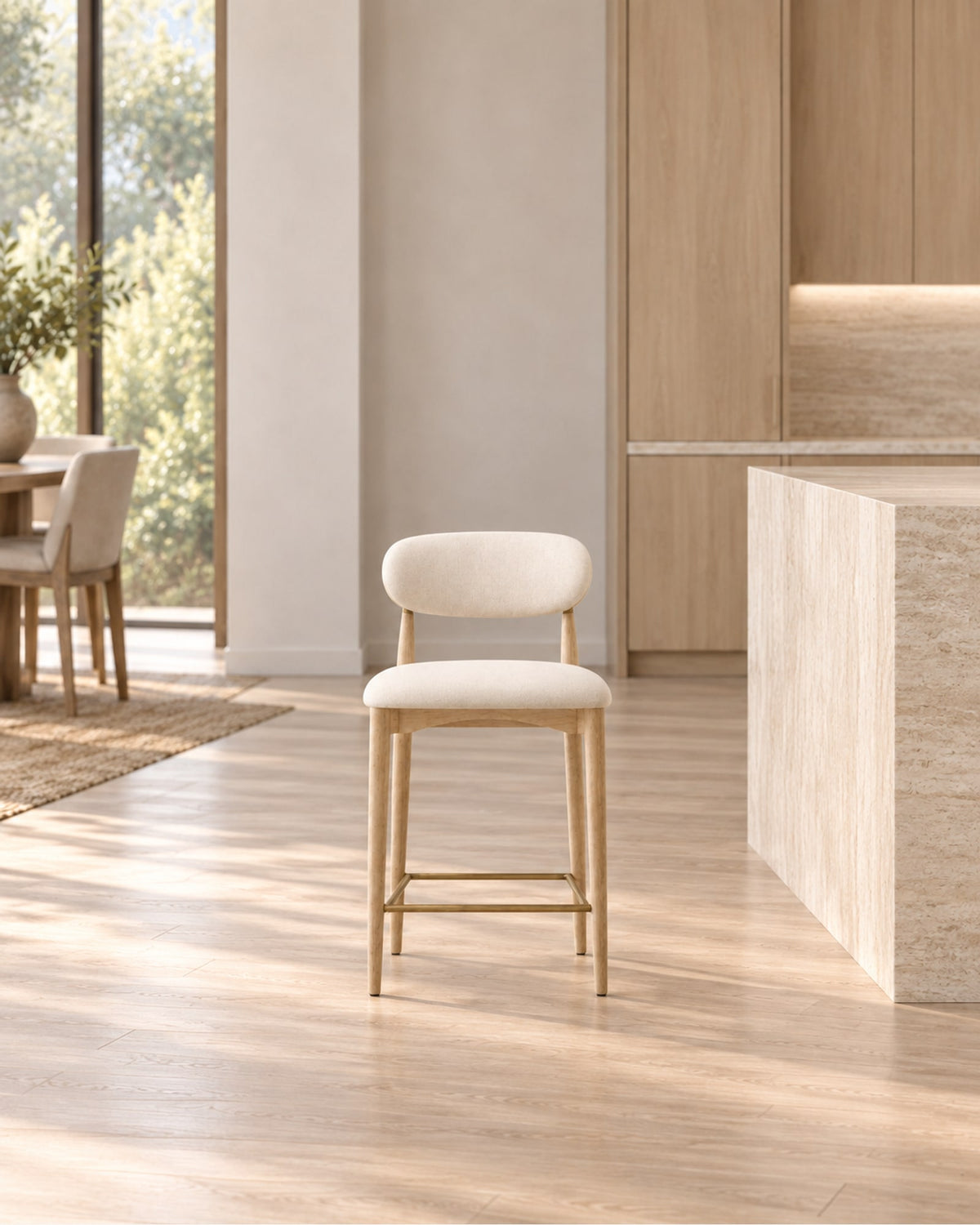 Arno Fabric Bar & Counter Stool in a styled setting