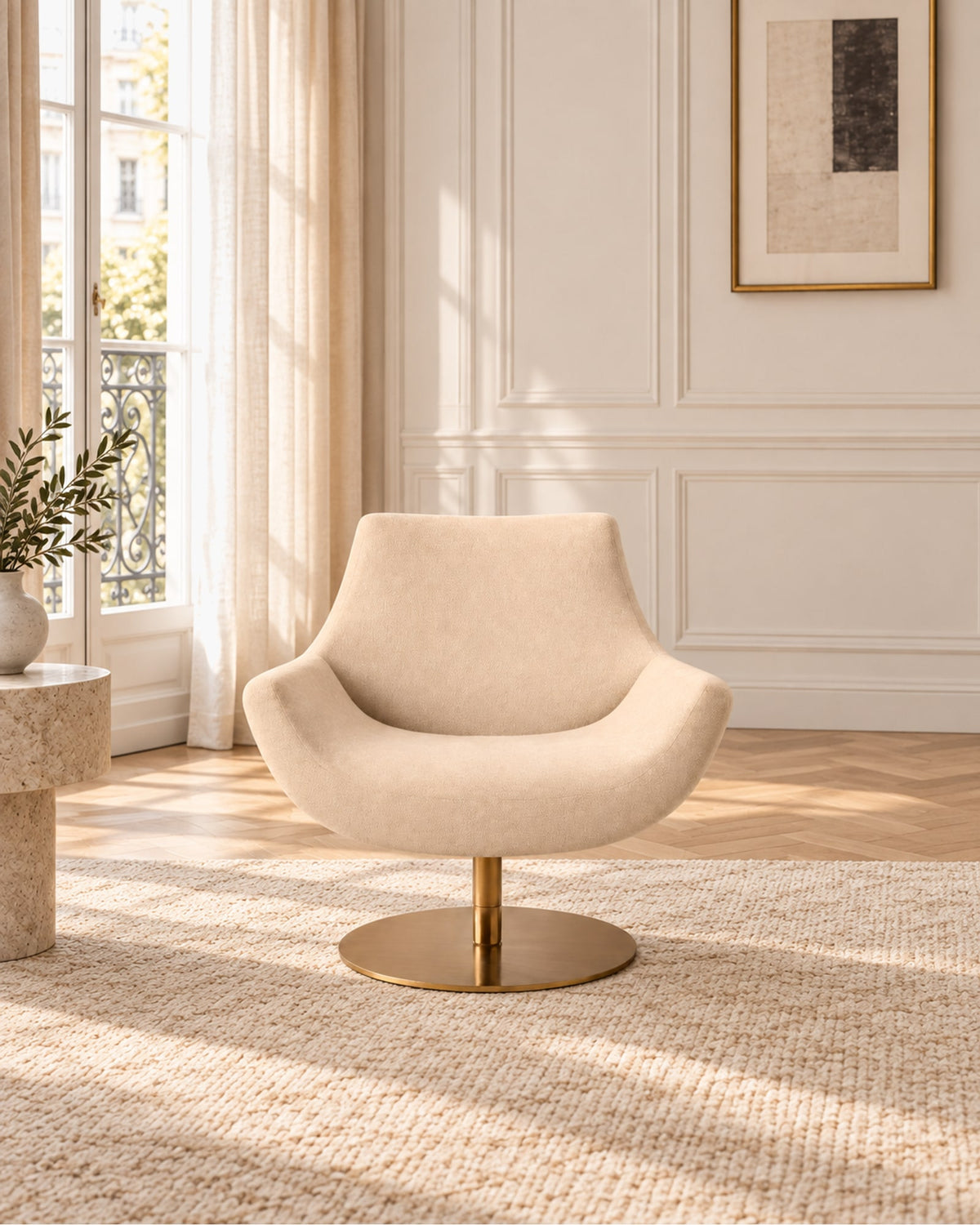 Lucio Swivel Chair in a styled setting
