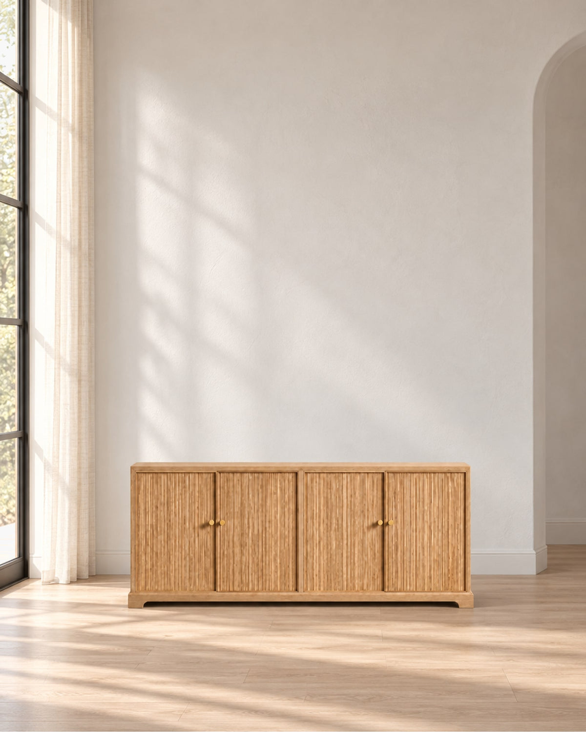 Genevieve Reeded 4-Door Sideboard in a styled setting