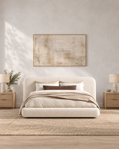 Lola Fabric Extended Panel Bed in a styled setting