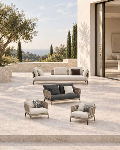Salina Outdoor Sofa Set in a styled setting