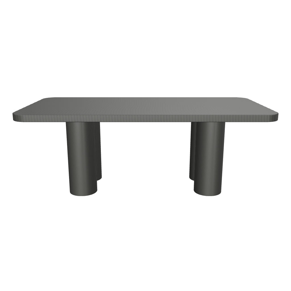 Palo Alto 3D | sku=YC-C-CZ-07-DTB-CHARCOAL | asset=yc-c-cz-07-dtb-charcoal-f6fd71a3 | variant=49265056022779 | Oslo Cylinder Rectangular Dining Table, Charcoal