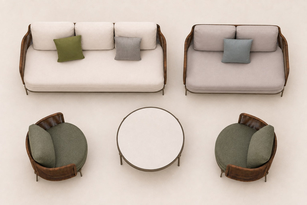 Amalfi Outdoor Sofa Set, overhead top view