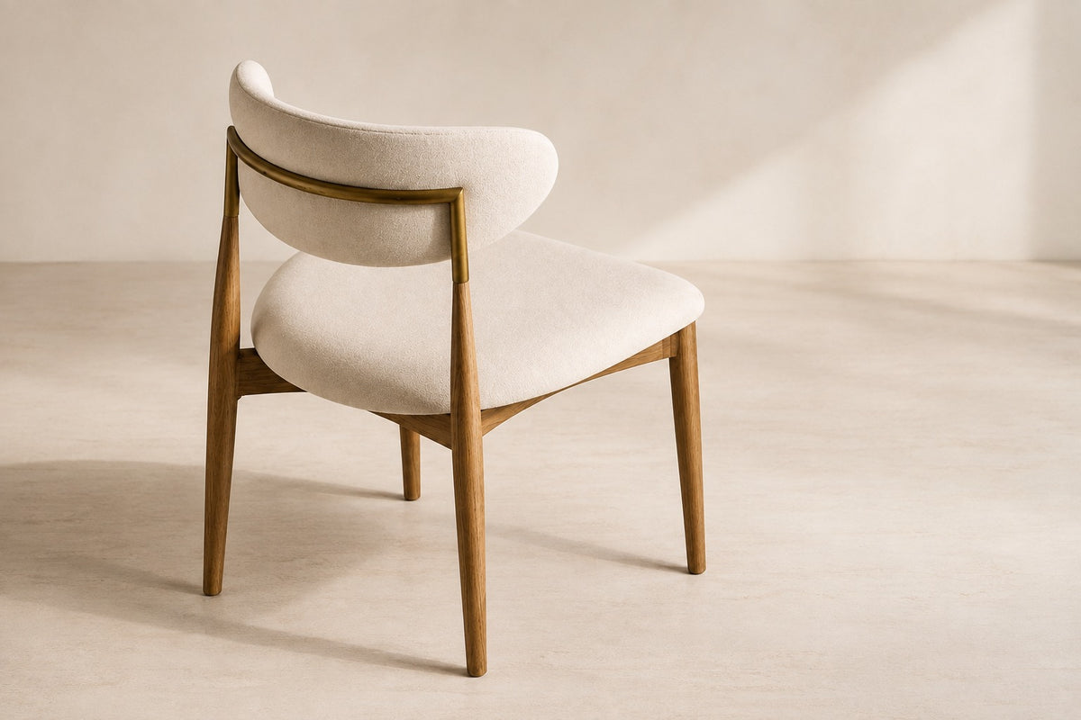 Arno Fabric Dining Side Chair, photographed in a quiet interior