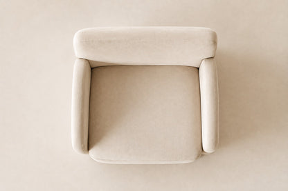Aurelie Track Arm Fabric Dining Armchair, overhead top view