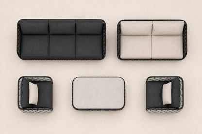 Bodrum Outdoor Sofa Set, overhead top view